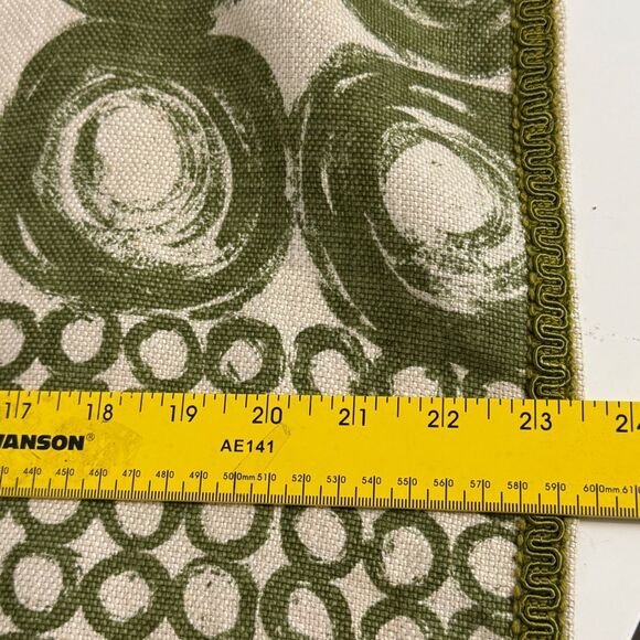 Vintage Handmade Canvas Green Mod Print Table Runner 23x41 - Picture 6 of 9